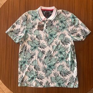 Men’s Ted Baker Golf Tropical Leaf Print Polo Shirt XL
